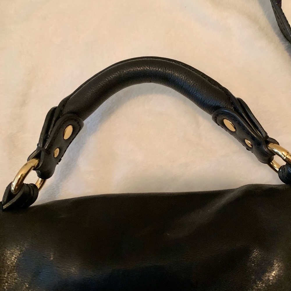 Juicy Couture Black gorgeous leather satchel crossbody handbag w/ gold hardware - Picture 12 of 16